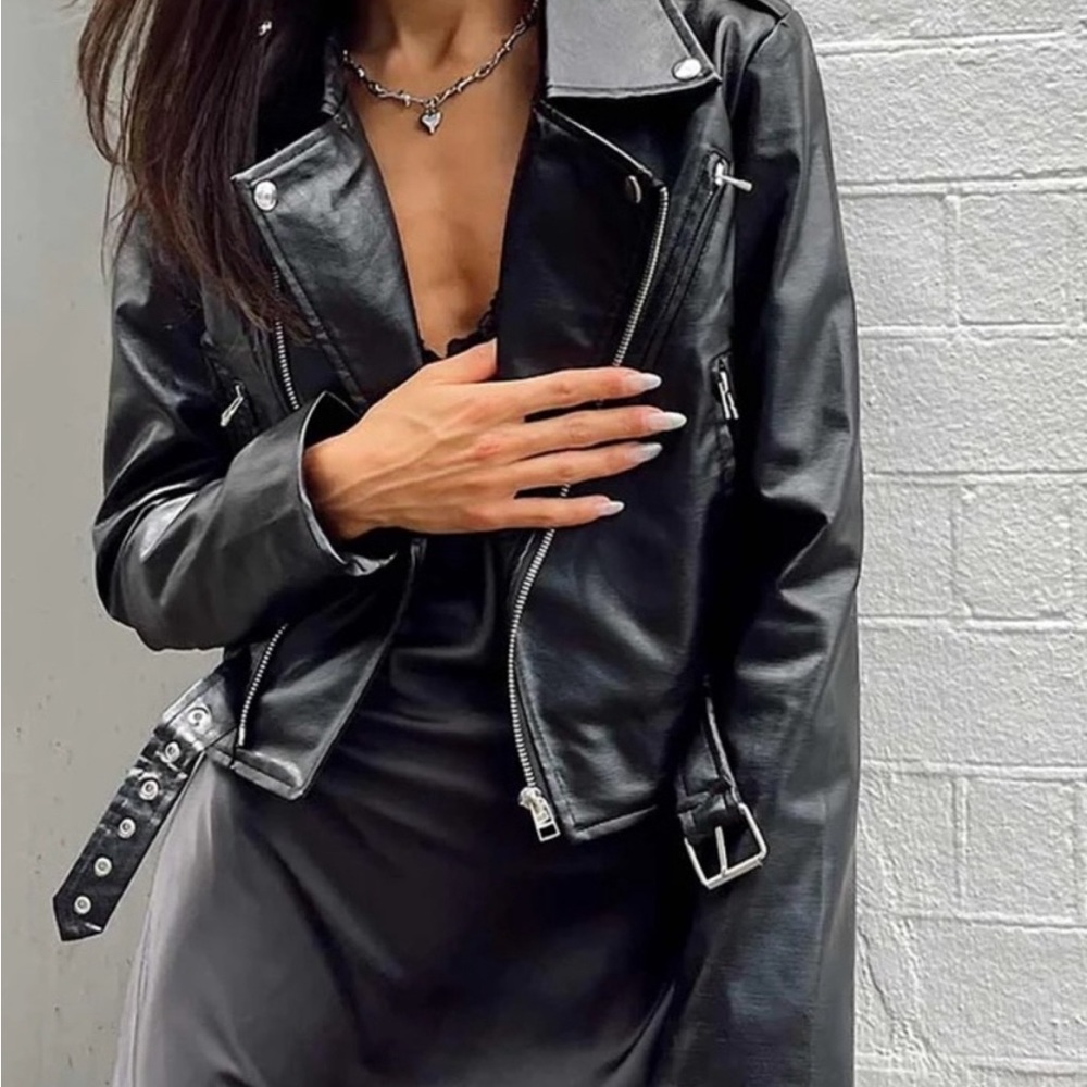 Lioness Black Faux Leather Moto Jacket